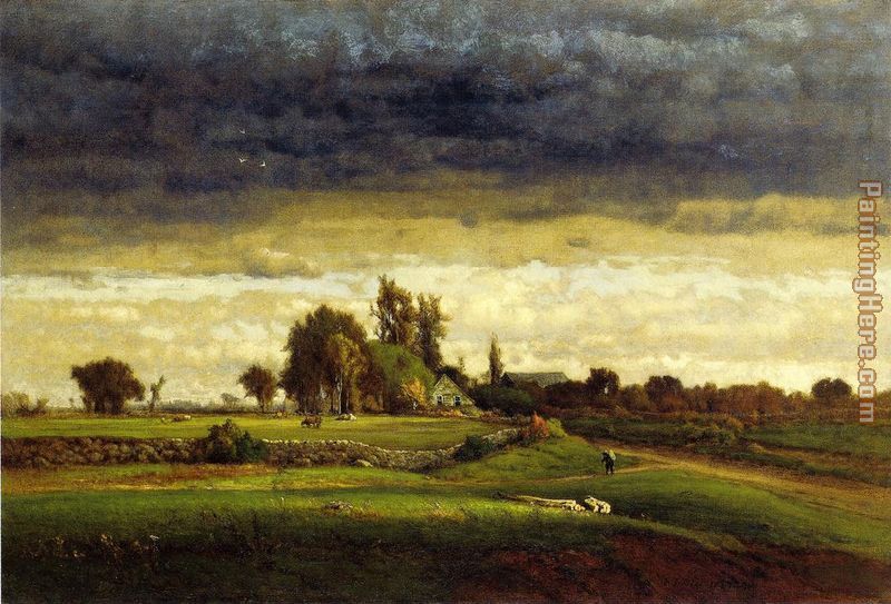 Landscape with Farmhouse painting - George Inness Landscape with Farmhouse art painting